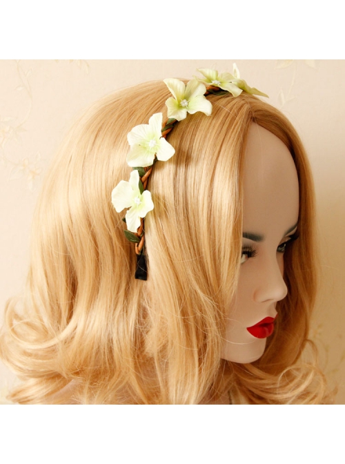 Fashion Leisure White Flowers Rattan Stage Show Beach Holiday Headband