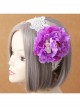 Fashion Leisure Purple Flowers Bear White Lace Bride Seaside Tourism Wide Hair Band