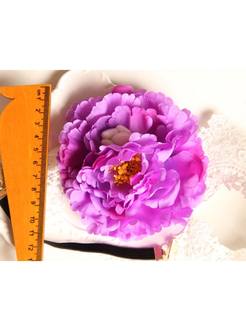 Fashion Leisure Purple Flowers Bear White Lace Bride Seaside Tourism Wide Hair Band