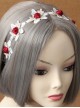 Fashion Retro Halloween Christmas Red Rose White Lace Bride Stretch Hairband