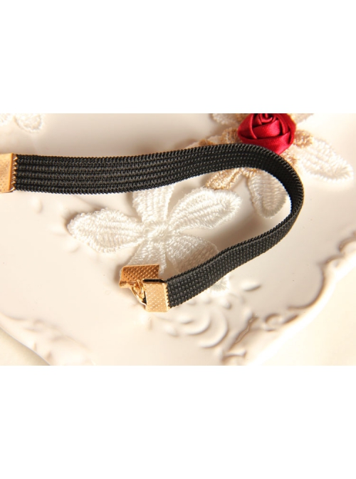 Fashion Retro Halloween Christmas Red Rose White Lace Bride Stretch Hairband