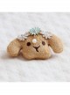 Retro Fashion Cute Personality Cartoon Puppy White Pearl Rhinestone Blue Flower Golden Lace Brooch