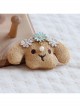 Retro Fashion Cute Personality Cartoon Puppy White Pearl Rhinestone Blue Flower Golden Lace Brooch