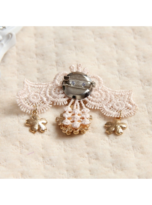 Palace Fashion Retro Light Pink Lace White Pearl Cherry Blossom Handmade Brooch