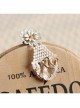 Fashion Elegant Mini Simple Golden Leaves White Flowers Lace Small Brooch