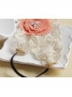 Retro Fashion Casual Seaside Orange Pink Fabric Flower Wide Brim Golden Lace Elastic Hair Band