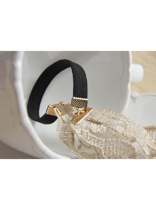 Retro Fashion Casual Seaside Orange Pink Fabric Flower Wide Brim Golden Lace Elastic Hair Band