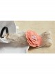 Retro Fashion Casual Seaside Orange Pink Fabric Flower Wide Brim Golden Lace Elastic Hair Band