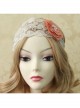Retro Fashion Casual Seaside Orange Pink Fabric Flower Wide Brim Golden Lace Elastic Hair Band