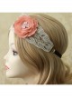 Retro Fashion Casual Seaside Orange Pink Fabric Flower Wide Brim Golden Lace Elastic Hair Band