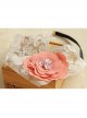 Retro Fashion Casual Seaside Orange Pink Fabric Flower Wide Brim Golden Lace Elastic Hair Band