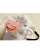 Retro Fashion Casual Seaside Orange Pink Fabric Flower Wide Brim Golden Lace Elastic Hair Band