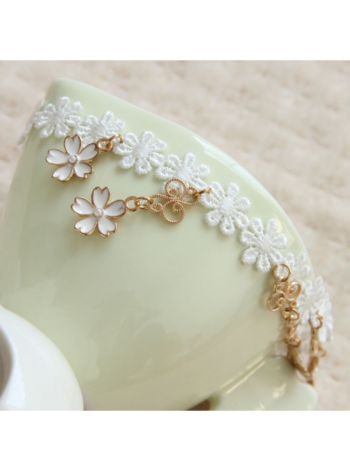 Cute Fashion Elegant Simple Lolita White Flower Lace Elastic Headband