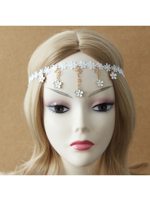 Cute Fashion Elegant Simple Lolita White Flower Lace Elastic Headband
