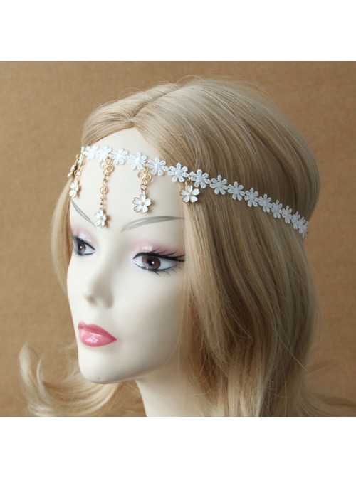 Cute Fashion Elegant Simple Lolita White Flower Lace Elastic Headband