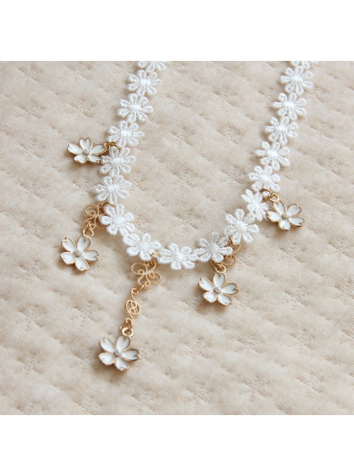 Cute Fashion Elegant Simple Lolita White Flower Lace Elastic Headband