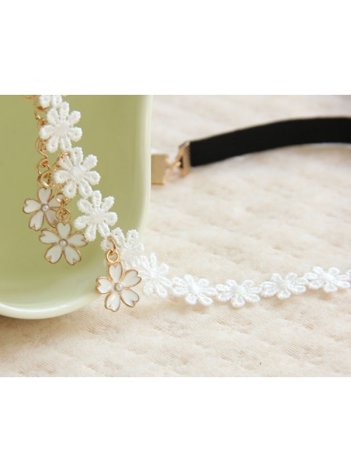 Cute Fashion Elegant Simple Lolita White Flower Lace Elastic Headband
