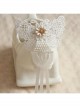 Fashion Retro Personality Bride White Lace Butterfly Long Streamer Hairpin