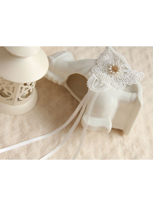 Fashion Retro Personality Bride White Lace Butterfly Long Streamer Hairpin