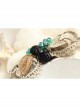 Retro Palace Fashion Bow Gold Lace Green Crystal Rose Spring Hairpin