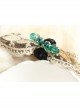 Retro Palace Fashion Bow Gold Lace Green Crystal Rose Spring Hairpin