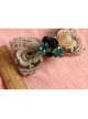 Retro Palace Fashion Bow Gold Lace Green Crystal Rose Spring Hairpin