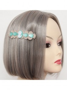 Fashion Baroque Retro Beauty Golden Lace Blue Gem Spring Handmade Hairpin