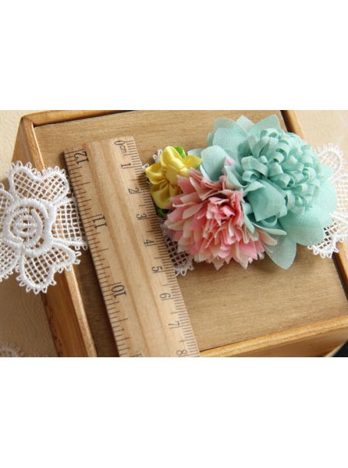 Fashion Leisure Seaside Holiday White Lace Colored Flowers Retro Hairband