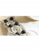 Fashion Casual Black Rose Flower Golden Lace Stretch Elastic Wide Retro Hair Band