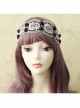 Fashion Casual Black Rose Flower Golden Lace Stretch Elastic Wide Retro Hair Band