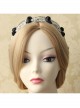 Fashion Casual Black Rose Flower Golden Lace Stretch Elastic Wide Retro Hair Band