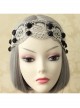 Fashion Casual Black Rose Flower Golden Lace Stretch Elastic Wide Retro Hair Band