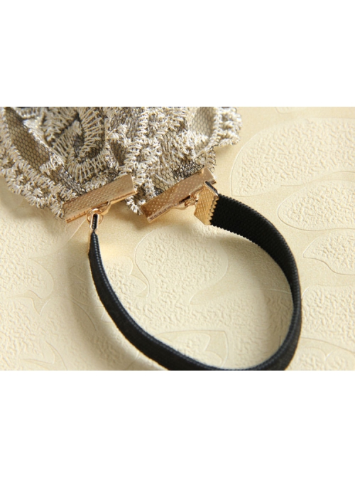 Fashion Casual Black Rose Flower Golden Lace Stretch Elastic Wide Retro Hair Band