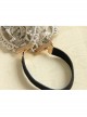 Fashion Casual Black Rose Flower Golden Lace Stretch Elastic Wide Retro Hair Band