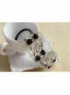 Fashion Casual Black Rose Flower Golden Lace Stretch Elastic Wide Retro Hair Band