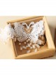 Fashion Elegant Bride Bridesmaid White Lace Butterfly Pearl Flower Female Hairband