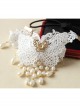 Fashion Elegant Bride Bridesmaid White Lace Butterfly Pearl Flower Female Hairband