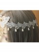 Fashion Elegant Bride Bridesmaid White Lace Butterfly Pearl Flower Female Hairband