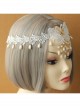 Fashion Elegant Bride Bridesmaid White Lace Butterfly Pearl Flower Female Hairband