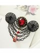 Fashion Casual Elegant Retro Red Crystal Retro Black Lace Brooch
