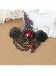 Fashion Casual Elegant Retro Red Crystal Retro Black Lace Brooch