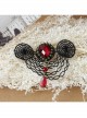 Fashion Casual Elegant Retro Red Crystal Retro Black Lace Brooch