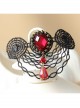 Fashion Casual Elegant Retro Red Crystal Retro Black Lace Brooch