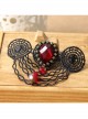 Fashion Casual Elegant Retro Red Crystal Retro Black Lace Brooch