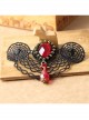 Fashion Casual Elegant Retro Red Crystal Retro Black Lace Brooch