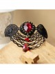 Fashion Casual Elegant Retro Red Crystal Retro Black Lace Brooch