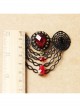 Fashion Casual Elegant Retro Red Crystal Retro Black Lace Brooch