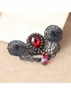 Fashion Casual Elegant Retro Red Crystal Retro Black Lace Brooch