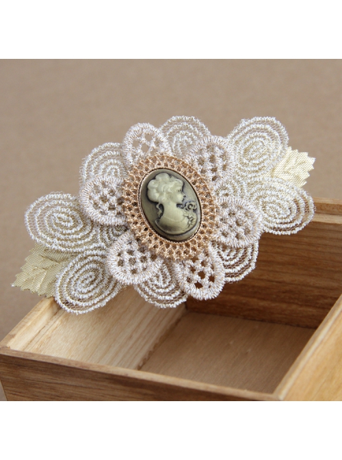 Classical Fashion Beauty Portrait Golden Lace Flower Boutique Female Handmade Hairpin