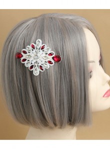 Palace Fashion Retro Baroque White Lace Ruby Handmade Female Spring Hairpin